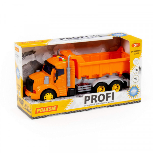 "Profi", samochód-wywrotka inercyjny (ze światłem i dźwiękiem) (pomarańczowy) (w pudełku)