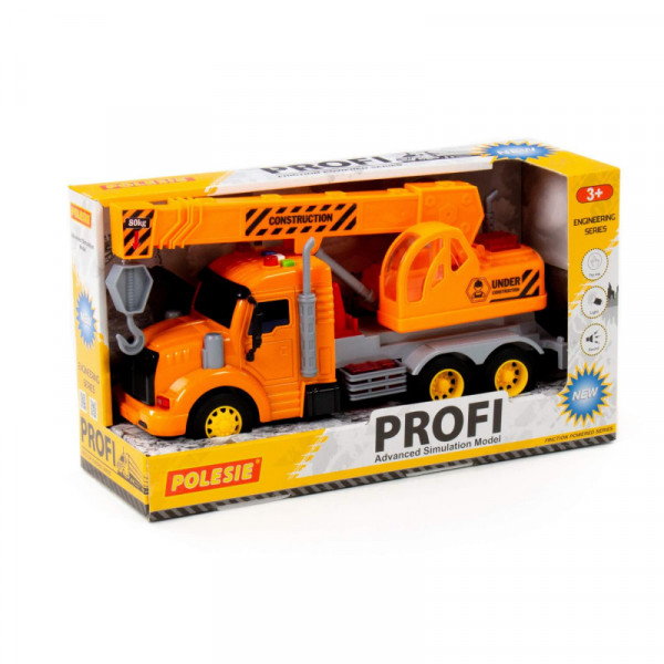"Profi", samochód-dźwig inercyjny (ze światłem i dźwiękiem) (pomarańczowy) (w pudełku)