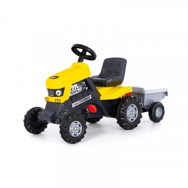 Traktor-jeździk na pedały "Turbo" z naczepą (żółty)