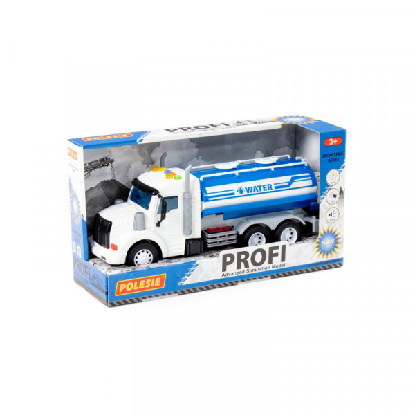 "Profi", samochód-beczkowóz inercyjny (ze światłem i dźwiękiem) (niebieski) (w pudełku)