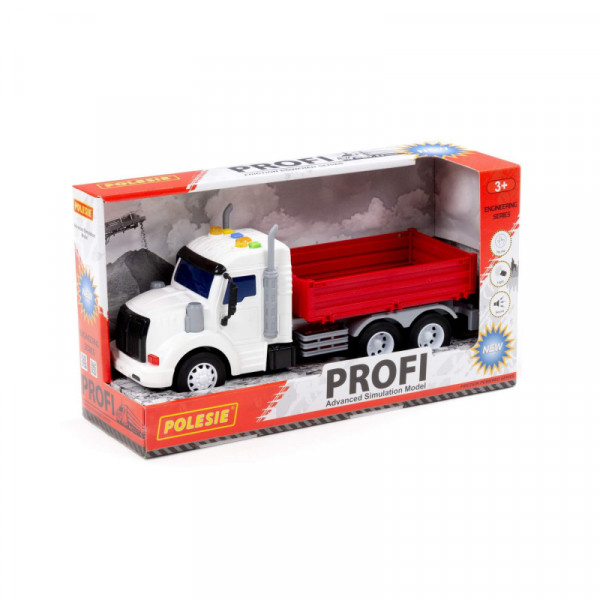 "Profi", samochód burtowy inercyjny (ze światłem i dźwiękiem) (czerwony) (w pudełku)