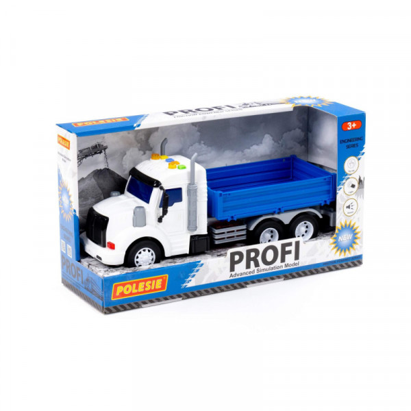 "Profi", samochód burtowy inercyjny (ze światłem i dźwiękiem) (niebieski) (w pudełku)