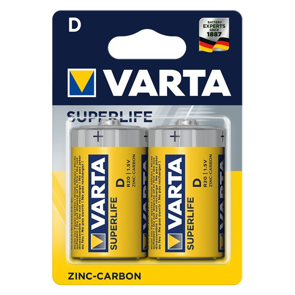 Zestaw baterii cynkowo-węglowe VARTA Superlife R20 D