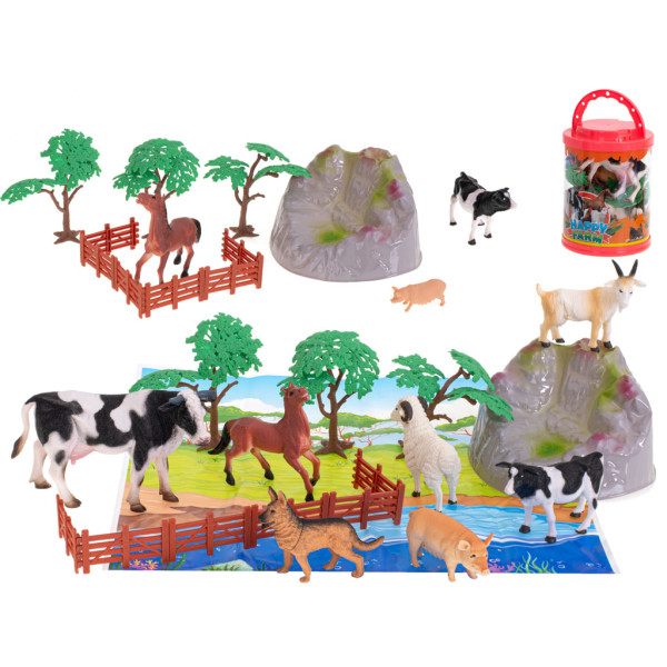 Figurki zwierzęta zagrodowe farma 7szt + mata i akcesoria zestaw