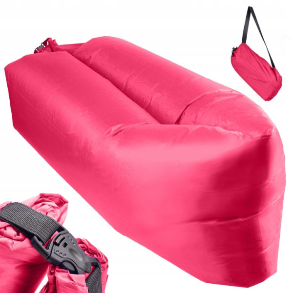 Lazy BAG SOFA łóżko leżak na powietrze różowy 230x70cm